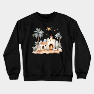 Watercolor Nativity Scene Crewneck Sweatshirt